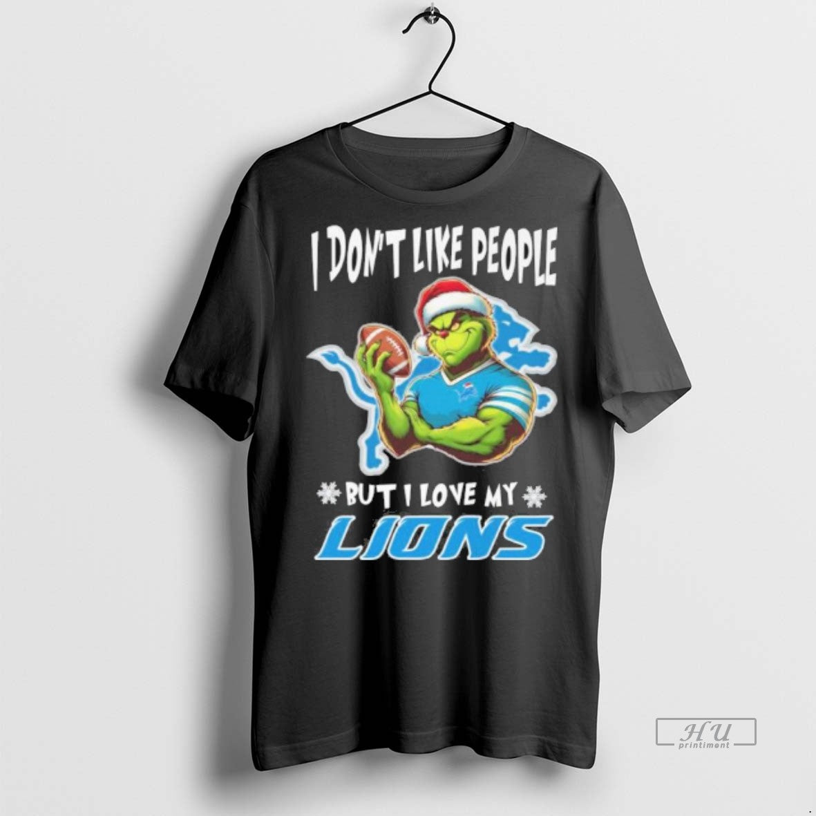Officials Grinch I Dont Like People But I Love My Detroit Lions Christmas 2025 Premium T-Shirts, Hoodie, Sweatshirt