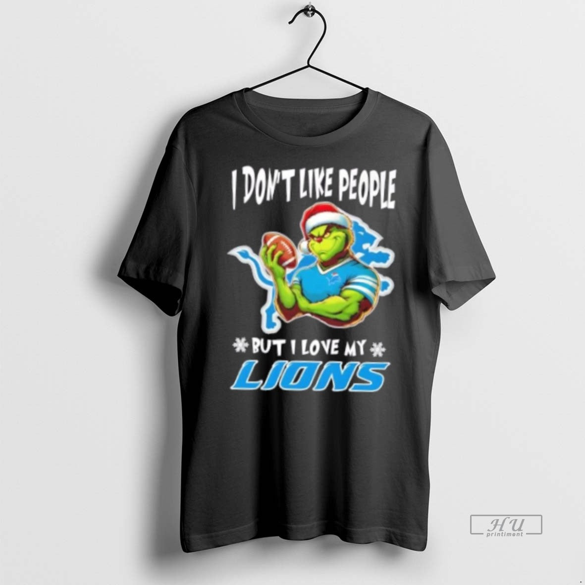 Officials Grinch I Dont Like People But I Love My Detroit Lions Football Christmas Premium T-Shirts, Hoodie, Sweatshirt
