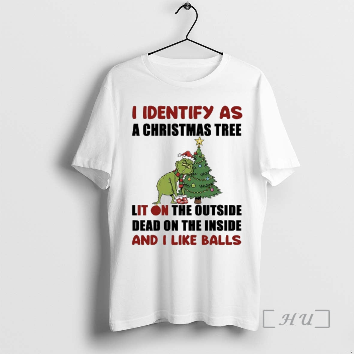 Officials Grinch I Identify As A Christmas Tree Lit On The Outside Dead On The T-Shirts, Hoodie, Sweatshirt | InkNestWear.com