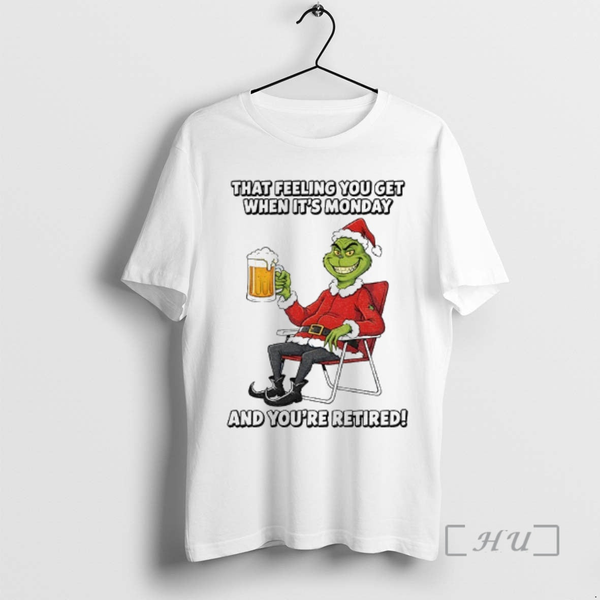 Officials Grinch Santa Claus That Feeling You Get When Its Monday And Youre Retired Christmas T-Shirts, Hoodie, Sweatshirt