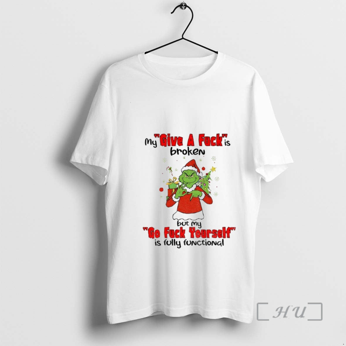 Officials Grinch Santa My Give A Fuck Is Broken But My Go Fuck Yourself Is T-Shirts, Hoodie, Sweatshirt | InkNestWear.com