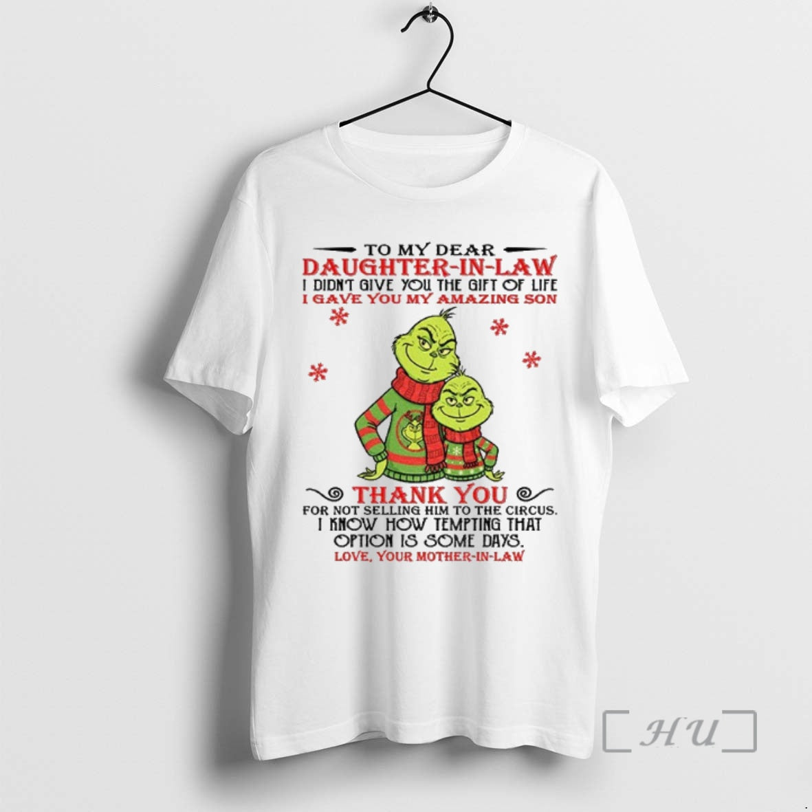 Officials Grinch Santa To My Dear Daughter In Law I Didnt Give You The Gift T-Shirts, Hoodie, Sweatshirt | InkNestWear.com