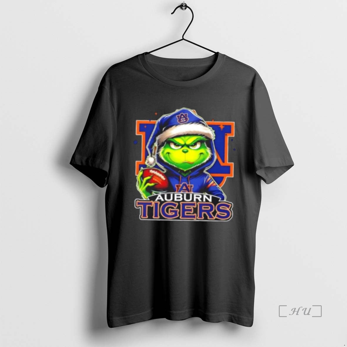 Officials Grinch Is Holding A Ball And Smiling At Auburn Tigers Fans Christmas Premium T-Shirts, Hoodie, Sweatshirt