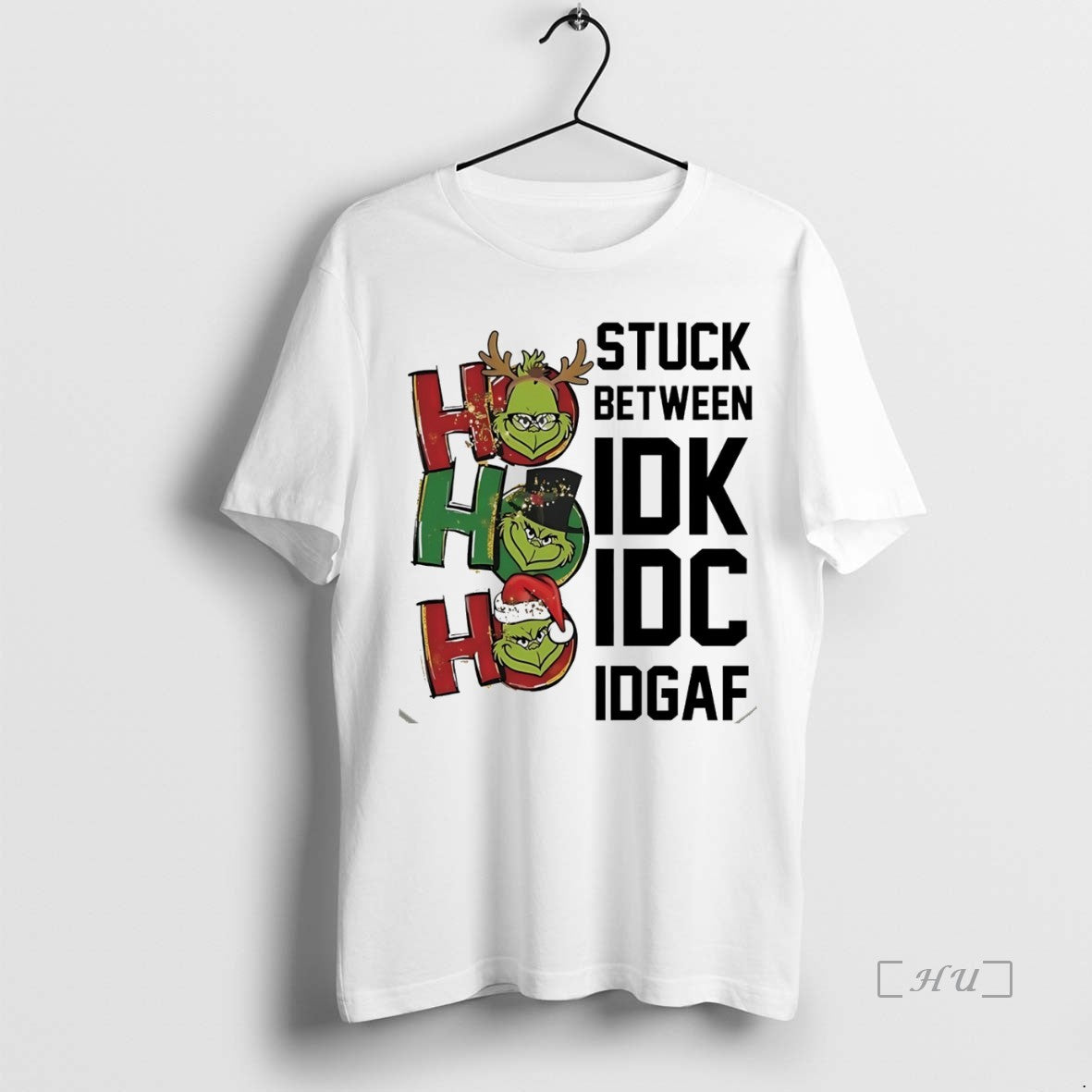 Officials Grinch Stuck Between Idk Idc Idgaf Christmas White T-Shirts, Hoodie, Sweatshirt | InkNestWear.com