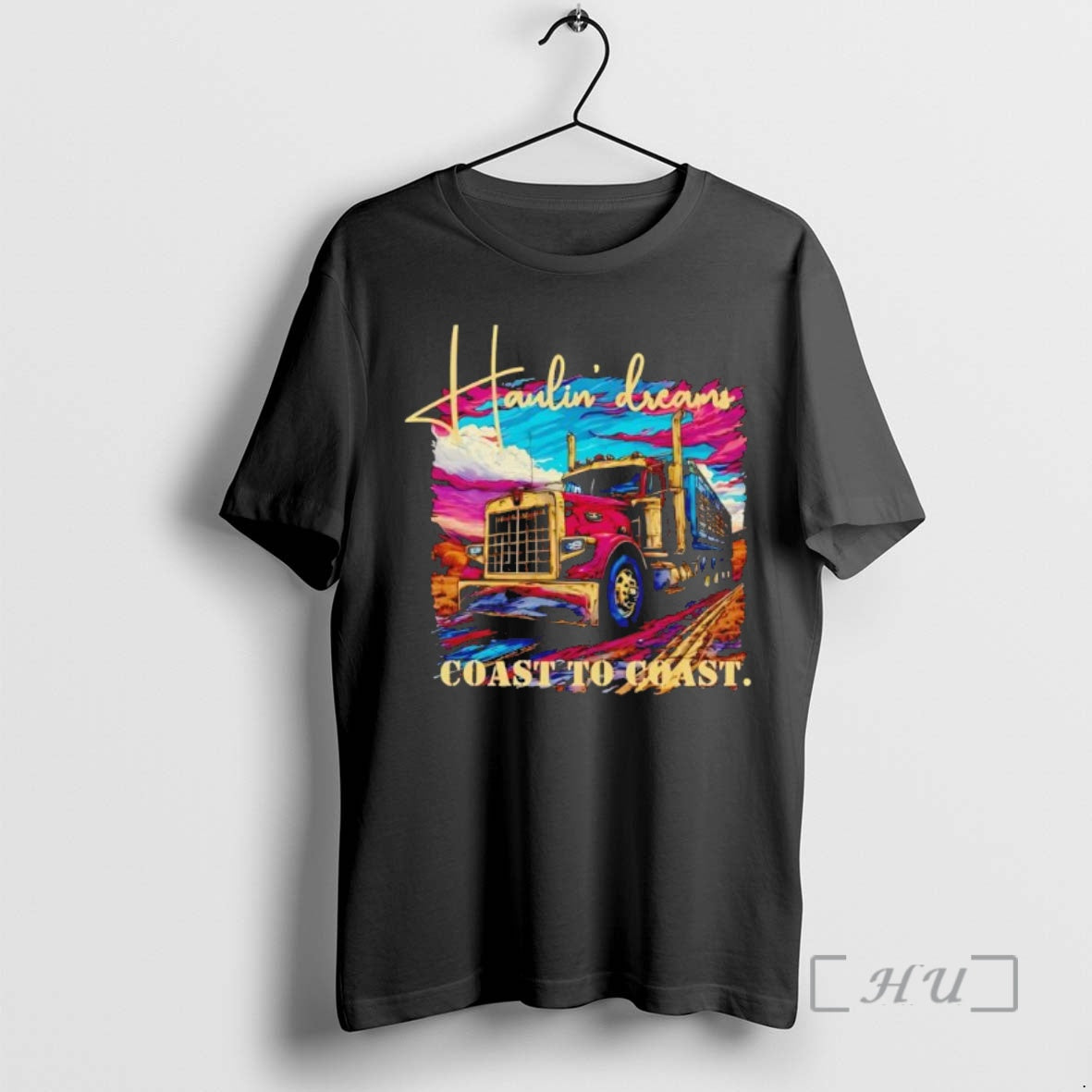 Officials Haulin Dreams Coast To Coast Trucker Life Black T-Shirts, Hoodie, Sweatshirt | InkNestWear.com
