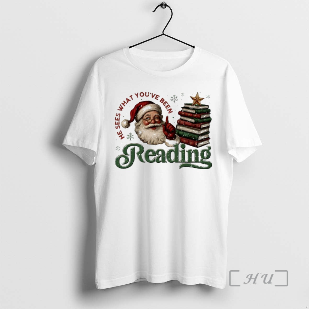 Officials He Sees What Youve Been Reading Santa Reading Christmas T-Shirts, Hoodie, Sweatshirt | InkNestWear.com