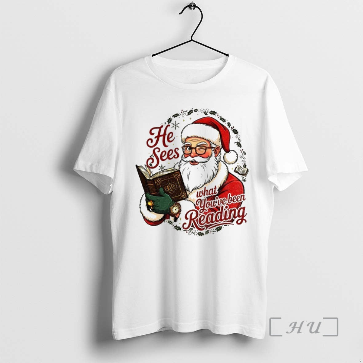 Officials He Sees What Youve Been Reading Santa Funny Christmas T-Shirts, Hoodie, Sweatshirt | InkNestWear.com