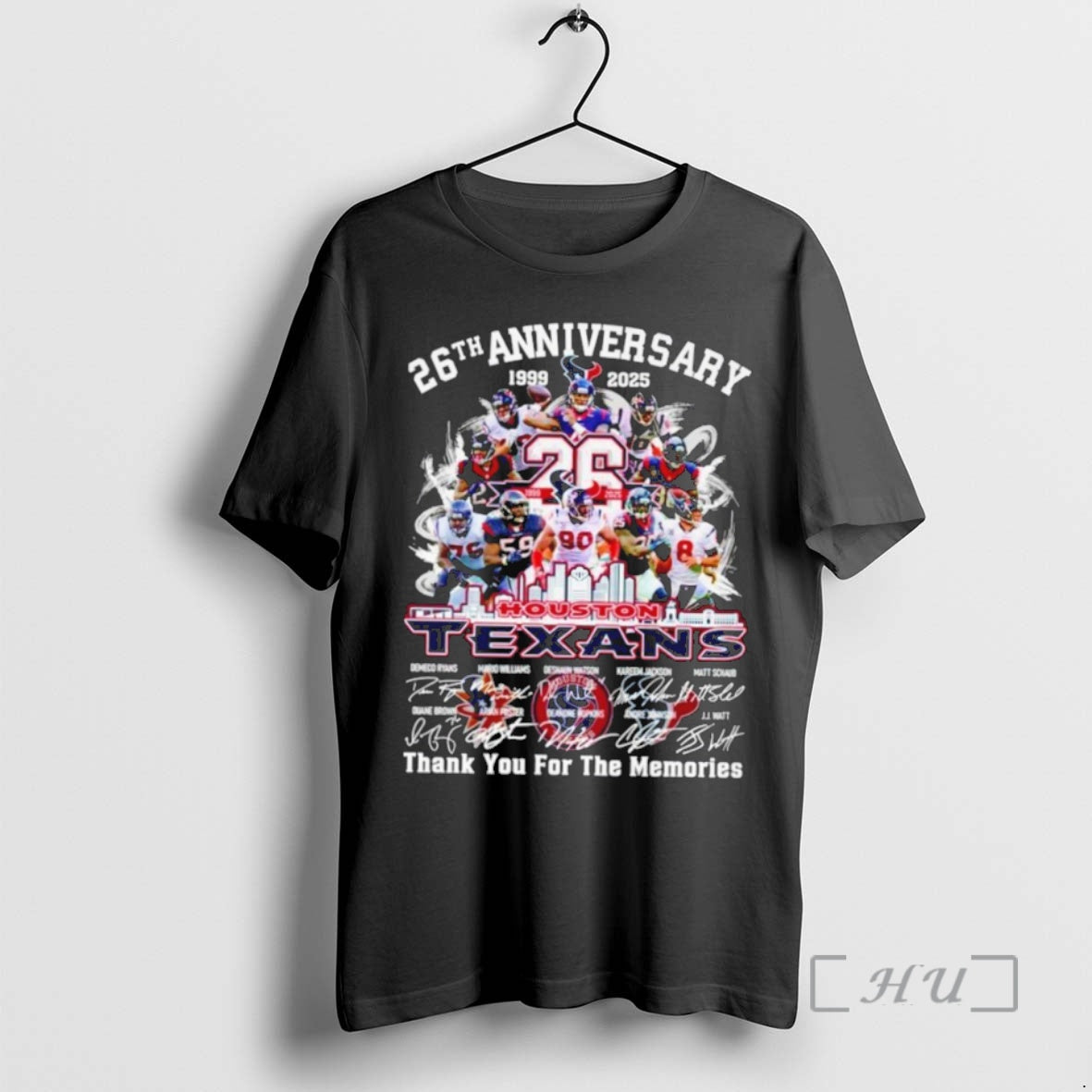 Officials Houston Texans 26th Anniversary 1999 2025 Thank You For The Memories Signatures Premium T-Shirts, Hoodie,...