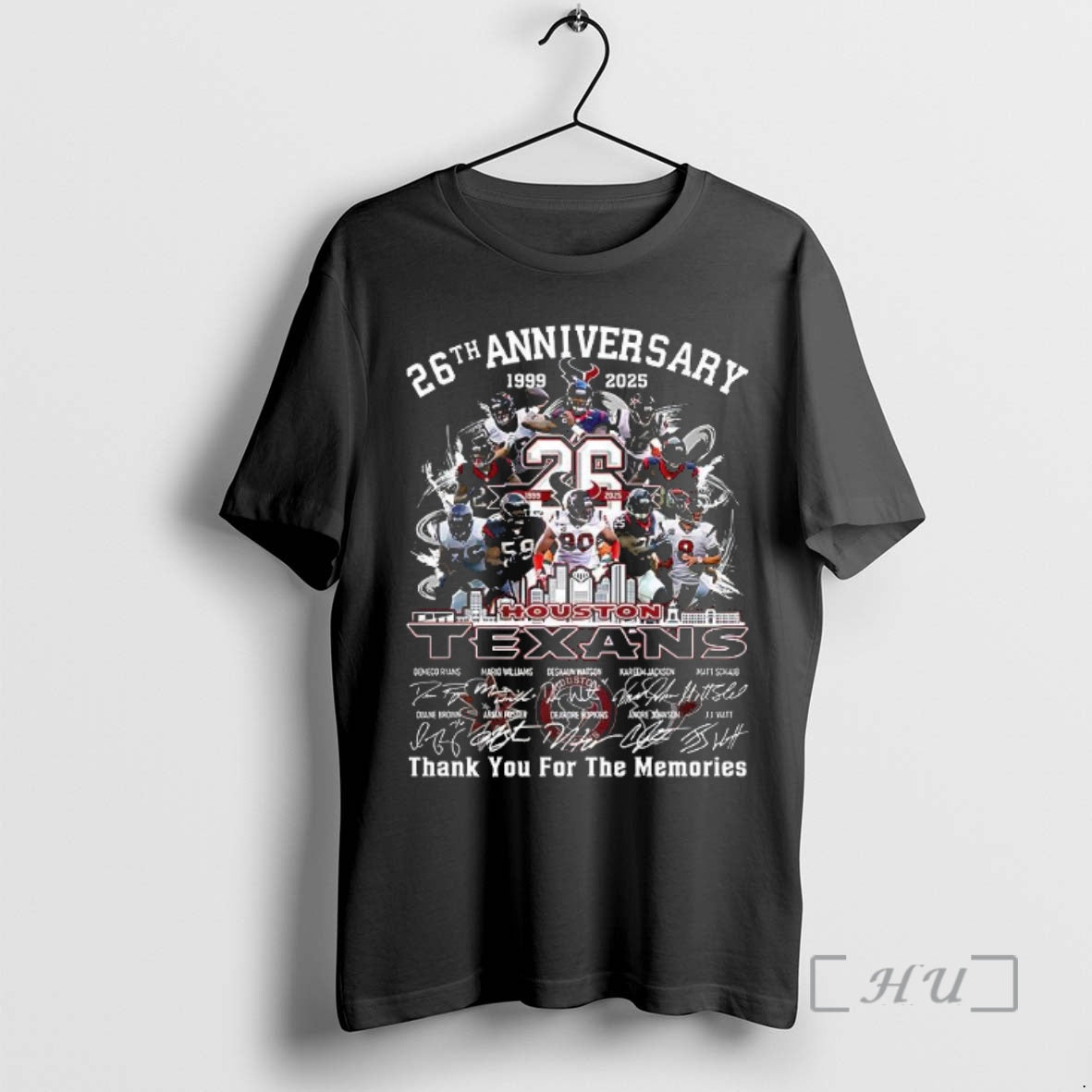 Officials Houston Texans 26th Anniversary 1999 2025 Thank You For The Memories Signature T-Shirts, Hoodie, Sweatshirt