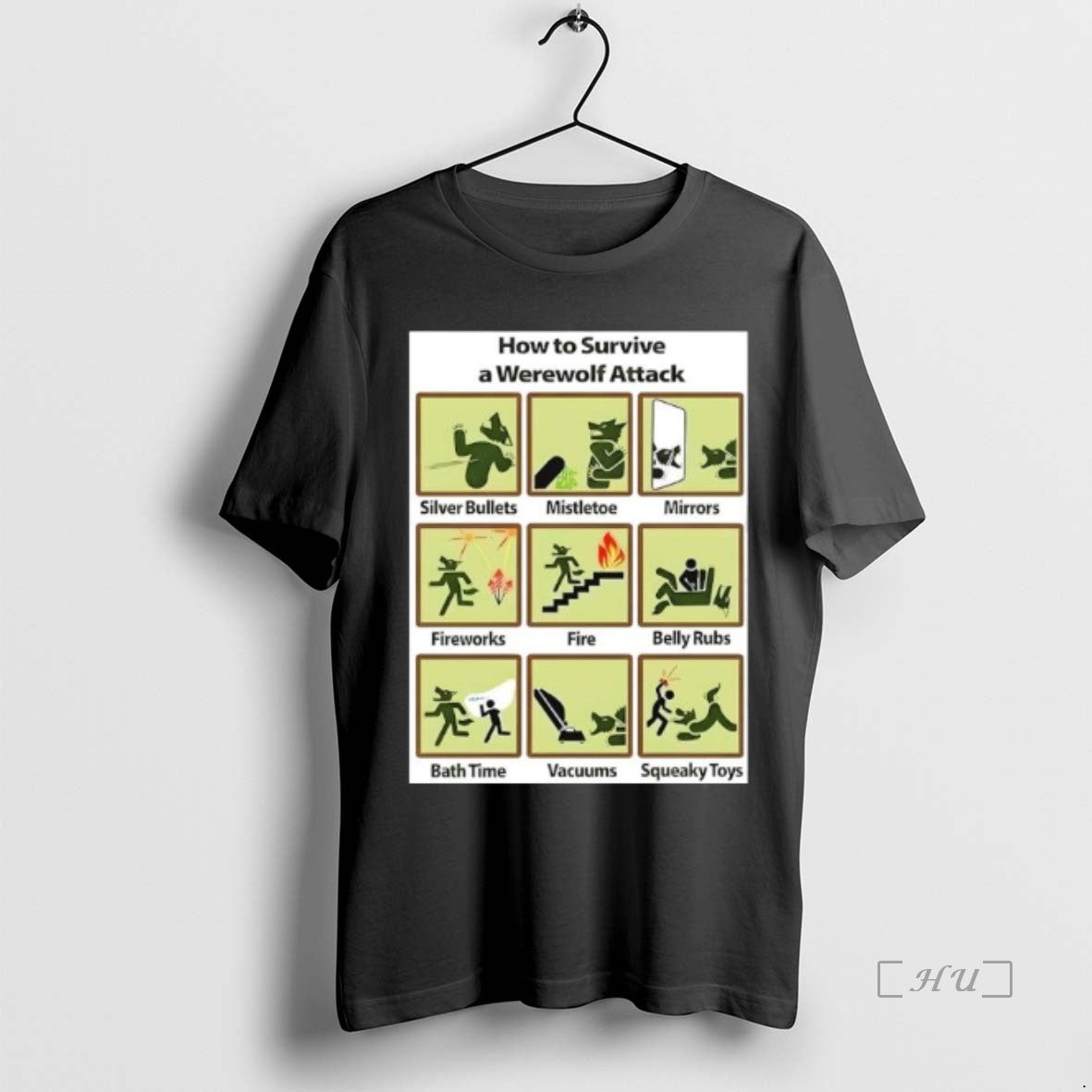 Officials How To Survive A Werewolf Attack Silver Bullets Mistletoe Mirrors Fireworks Fire Belly Rubs T-Shirts, Hoodie,...
