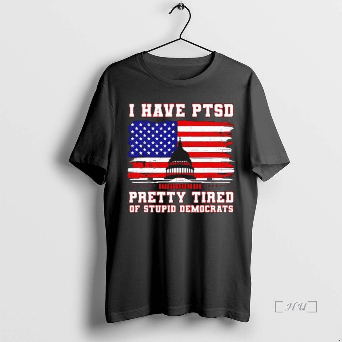 Officials I Have Ptsd Pretty Tired Of Stupid Democrat Retro America Flag Black Premium T-Shirts, Hoodie, Sweatshirt