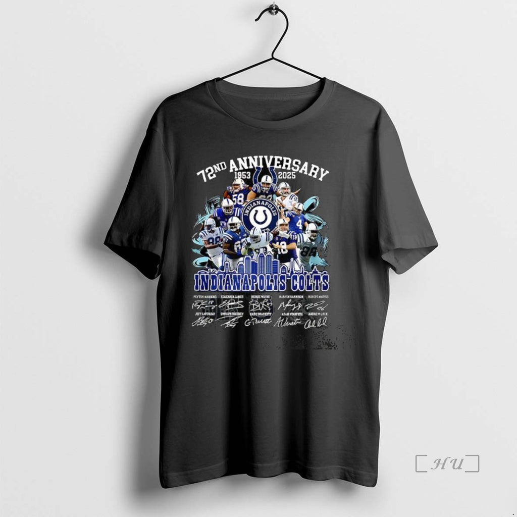 Officials Indianapolis Colts 72nd Anniversary 1953 2025 Signature T-Shirts, Hoodie, Sweatshirt | InkNestWear.com