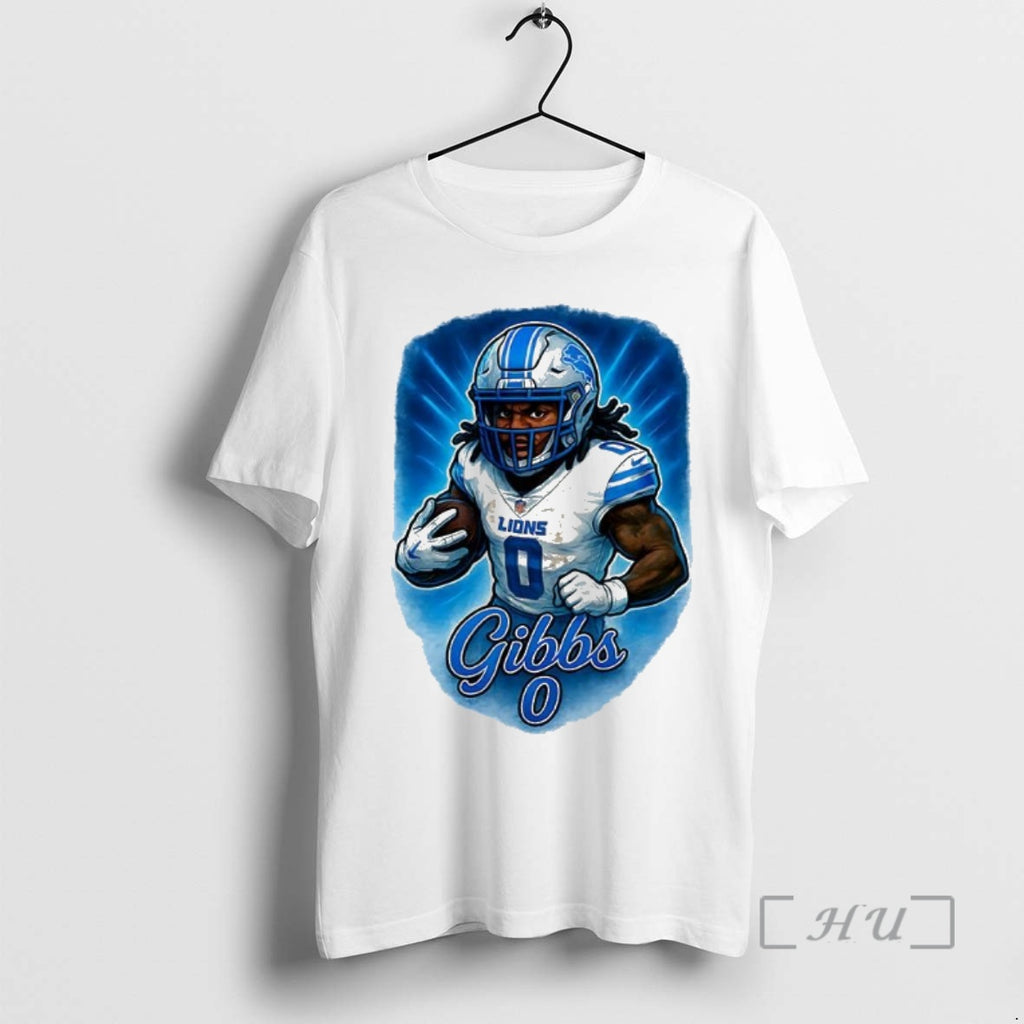 Officials Jahmyr Gibbs Detroit Lions Football Number 0 Caricature T-Shirts, Hoodie, Sweatshirt | InkNestWear.com