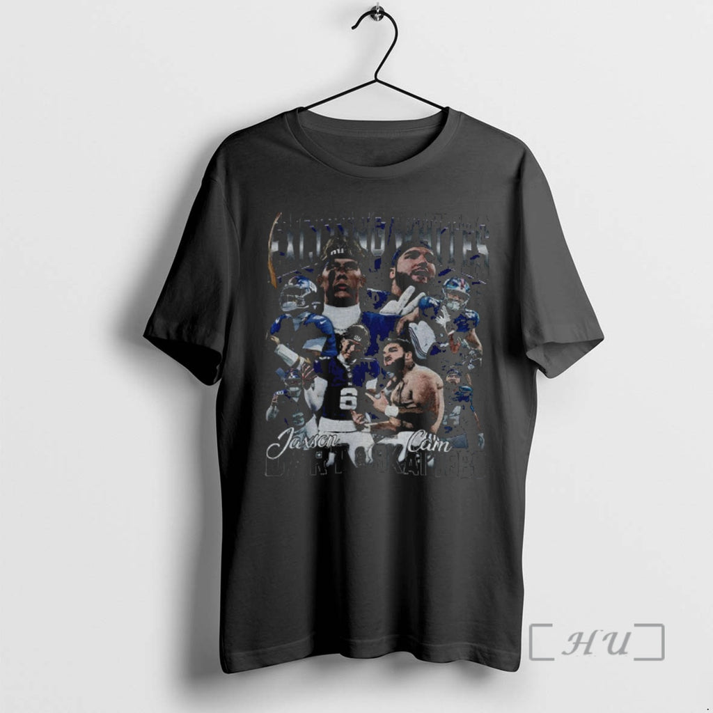 Officials Jaxson Dart And Cam Skattebo Step Exciting White New York Football Retro Premium T-Shirts, Hoodie, Sweatshirt