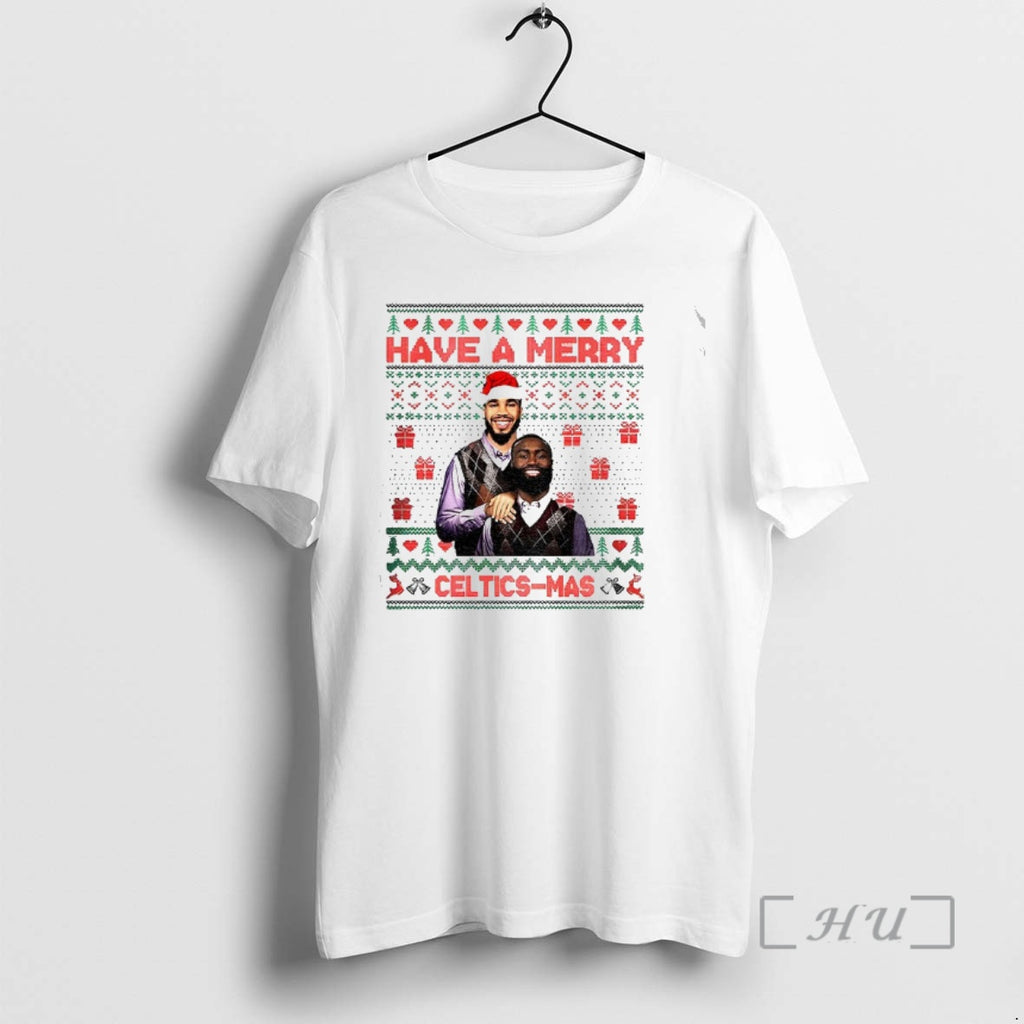 Officials Jayson Tatum Jaylen Brown Boston Basketball Have A Merry Celtics Mas Premium T Shirts Hoodie, Sweatshirt