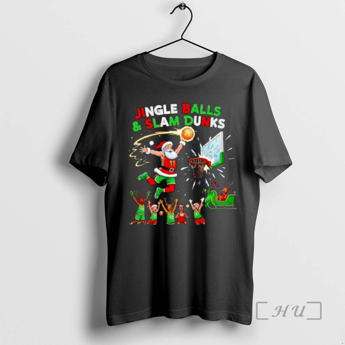 Officials Jingle Balls And Slam Dunks 2025 Funny Christmas Basketball Santa Design Premium T Shirts Hoodie, Sweatshirt