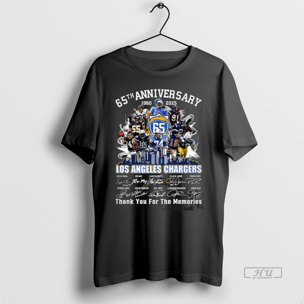 Officials Los Angeles Chargers 65th Anniversary 1960 2025 Thank You For The Memories Signature Premium T-Shirts, Hoodie,...