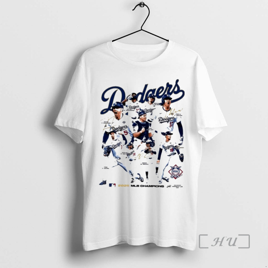 Officials Los Angeles Dodgers 2025 Mlb Champions Signatures T-Shirts, Hoodie, Sweatshirt | InkNestWear.com