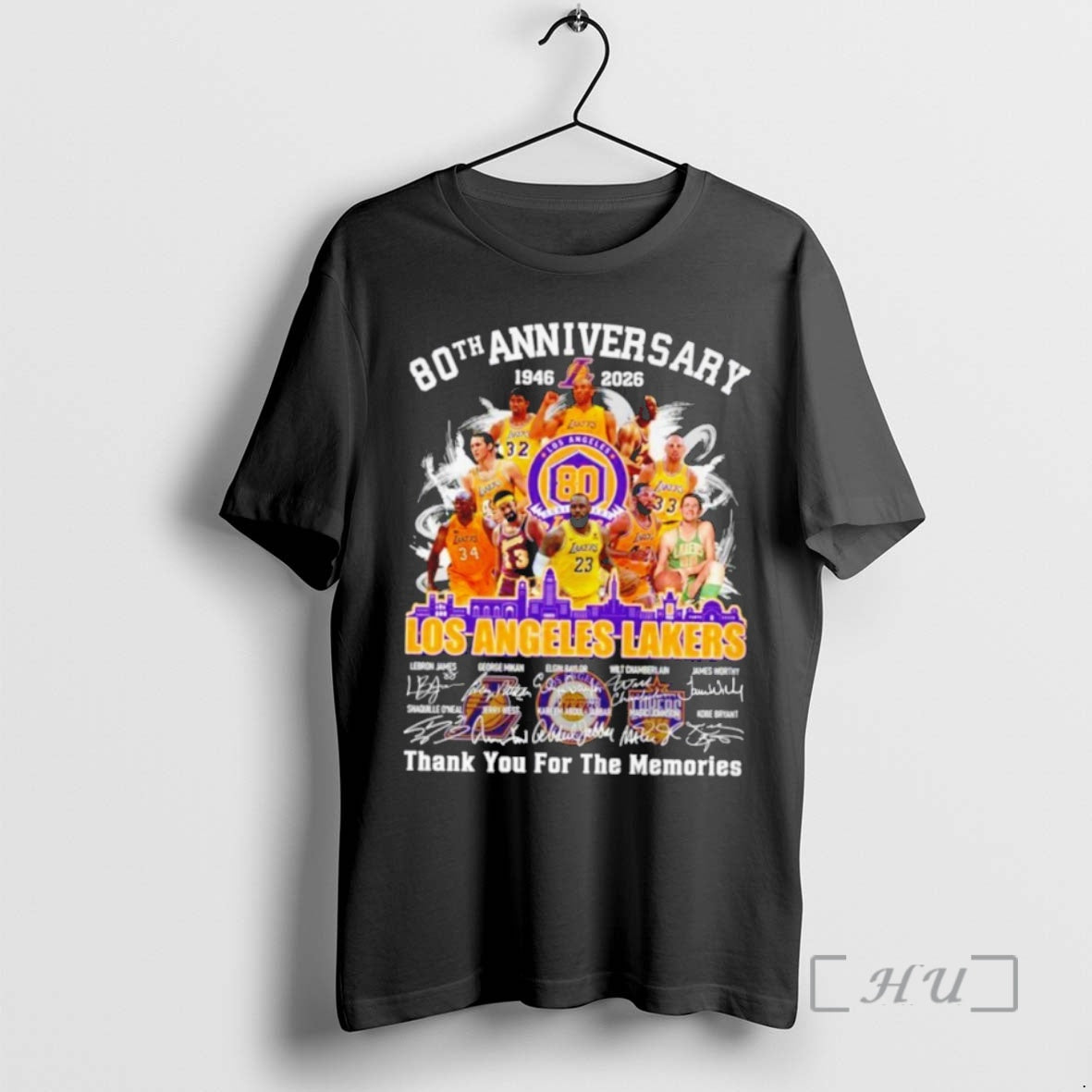 Officials Los Angeles Lakers 80th Anniversary 1946 2026 Thank You For The Memories Signatures Premium T-Shirts, Hoodie,...