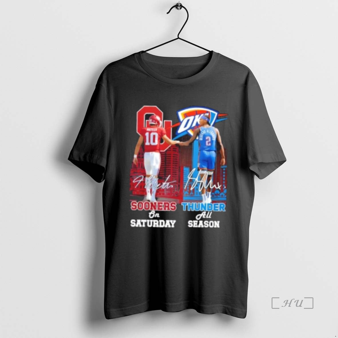 Officials Mateer Oklahoma Sooners On Saturday X Shai Gilgeous Alexander Okc Thunder All Season Skyline T-Shirts, Hoodie,...
