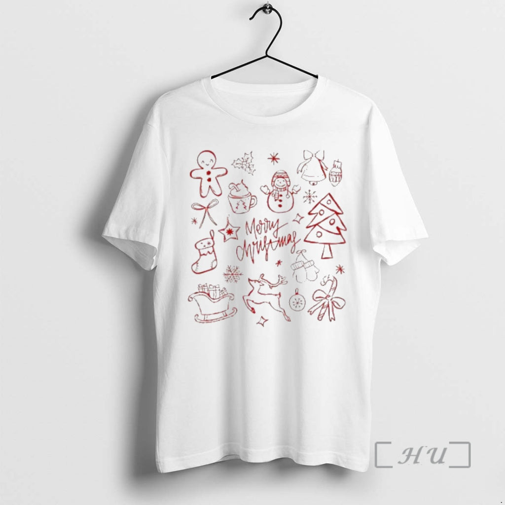 Officials Merry Christmas Sketched Icons Cute 2025 T-Shirts, Hoodie, Sweatshirt | InkNestWear.com