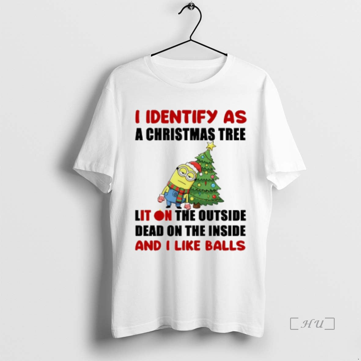 Officials Minion I Identify As A Christmas Tree Lit On The Outside Dead On The T-Shirts, Hoodie, Sweatshirt | InkNestWear.com