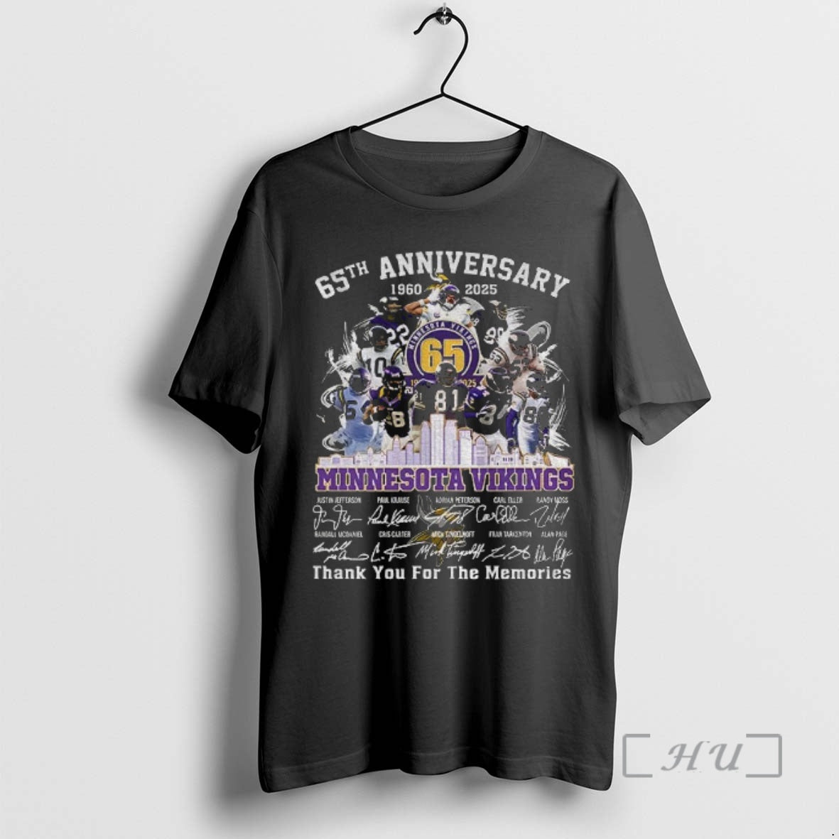 Officials Minnesota Vikings 65th Anniversary 1960 2025 Skol Thank You For The Memories Signatures Premium T-Shirts,...