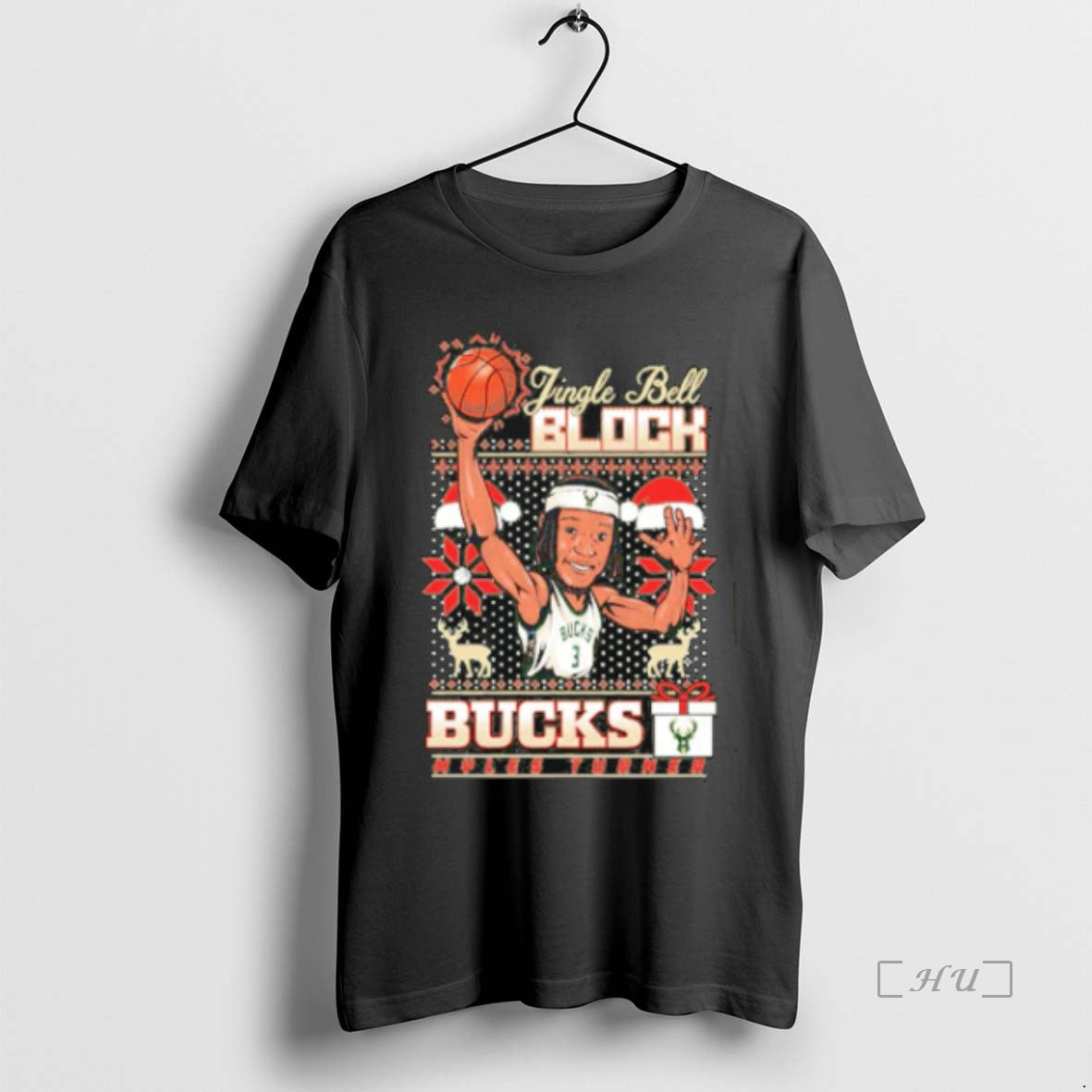 Officials Myles Turner Milwaukee Bucks Jingle Bell Block Christmas T-Shirts, Hoodie, Sweatshirt | InkNestWear.com