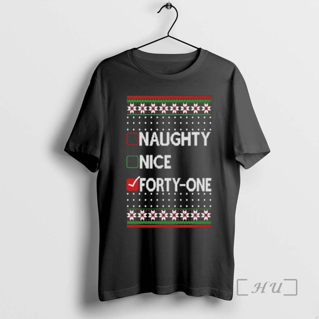 Officials Naughty Nice 41 Simple List Ugly Christmas Sweat T-Shirts, Hoodie, Sweatshirt | InkNestWear.com