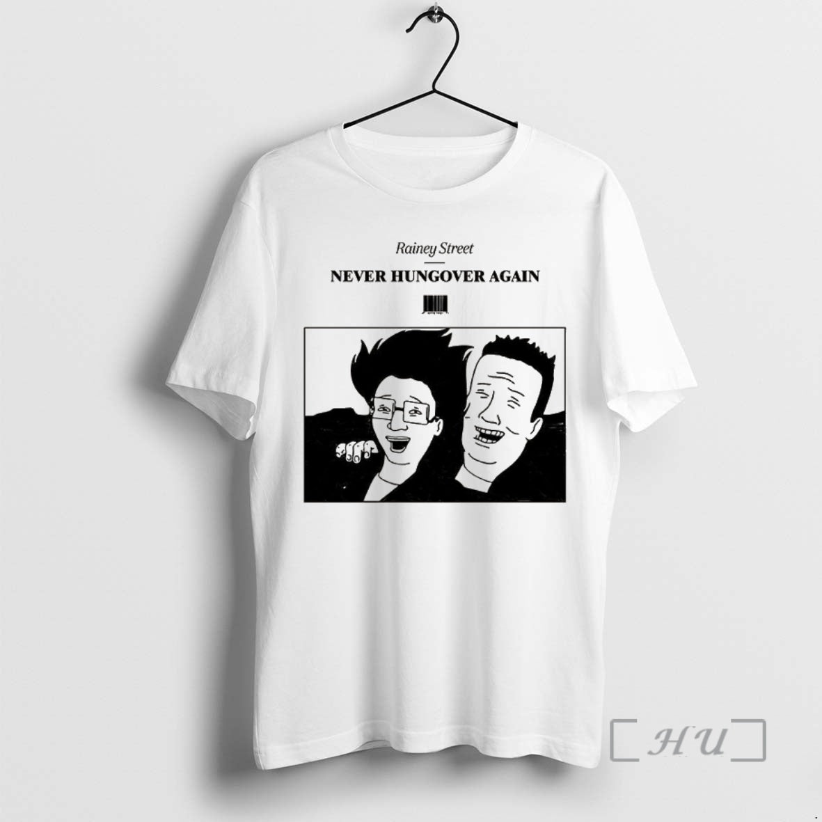 Officials Never Hungover Again Rainey Street Cartoon Barcode T-Shirts, Hoodie, Sweatshirt | InkNestWear.com
