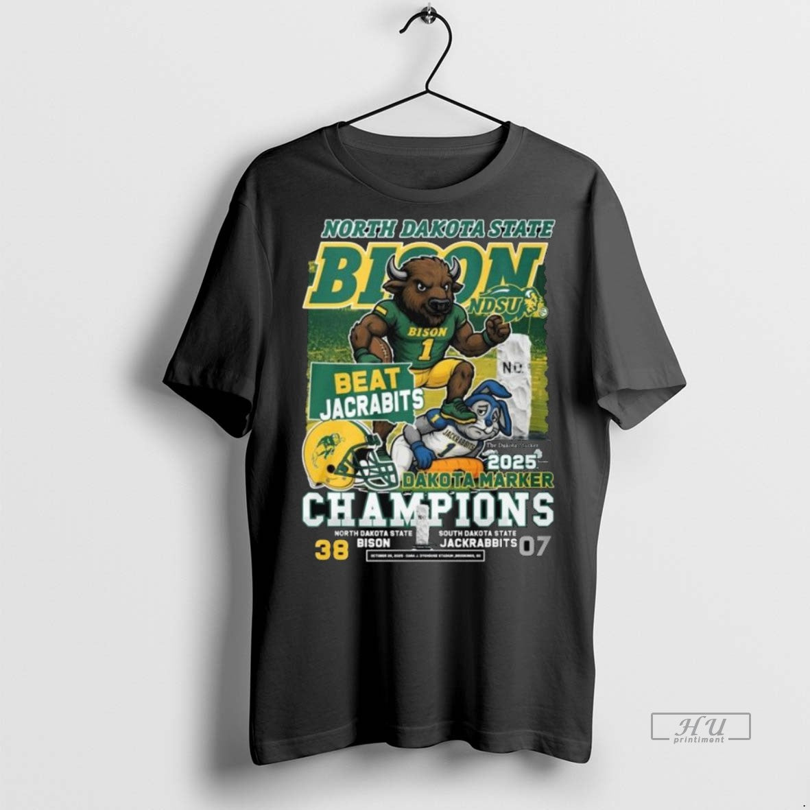 Officials North Dakota State Bison Beat Jacrabits 2025 Dakota Marker Champions Mascot Long Sleve Premium T-Shirts,...