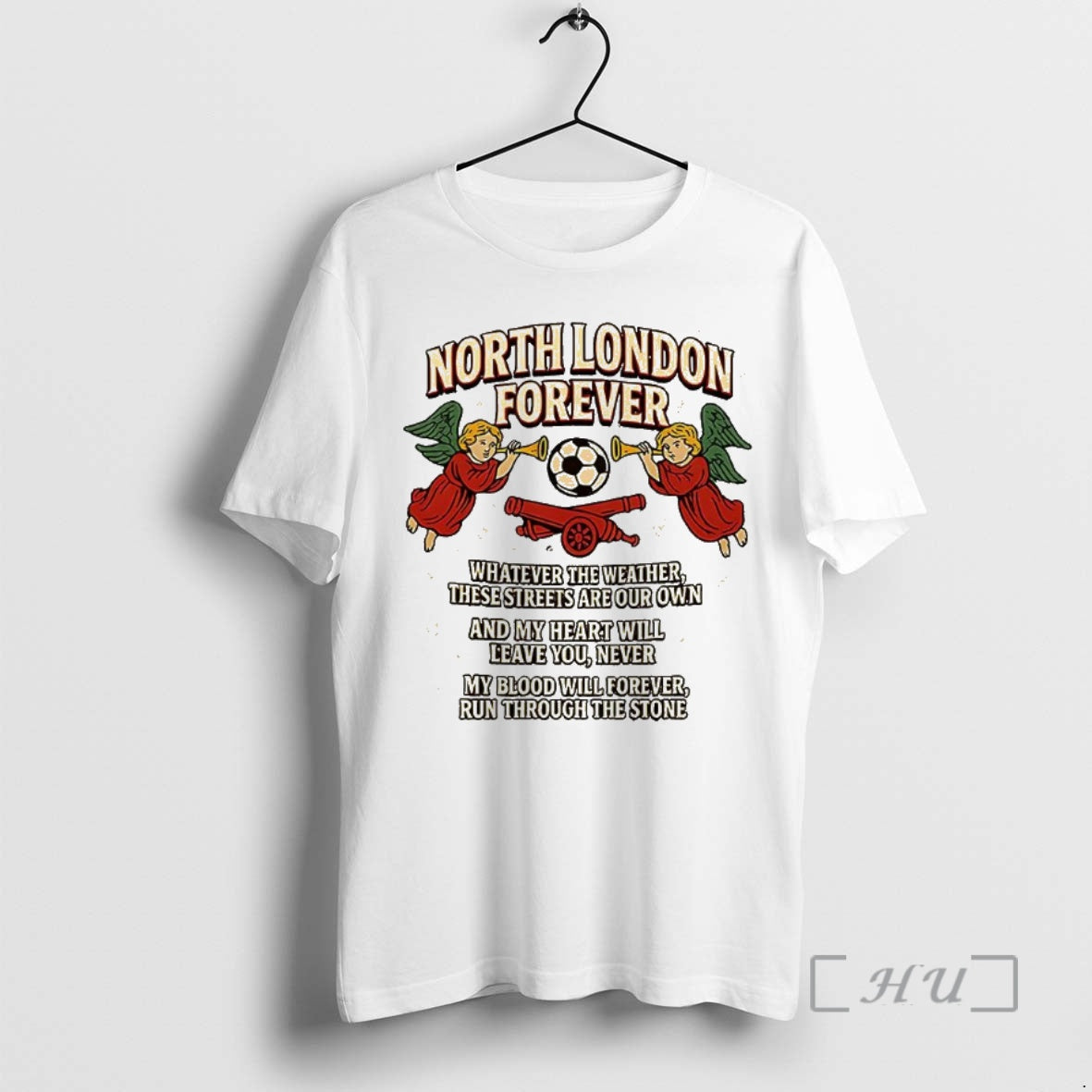 Officials North London Forever Arsenal Slogan Cannon And Angel Christmas T-Shirts, Hoodie, Sweatshirt | InkNestWear.com