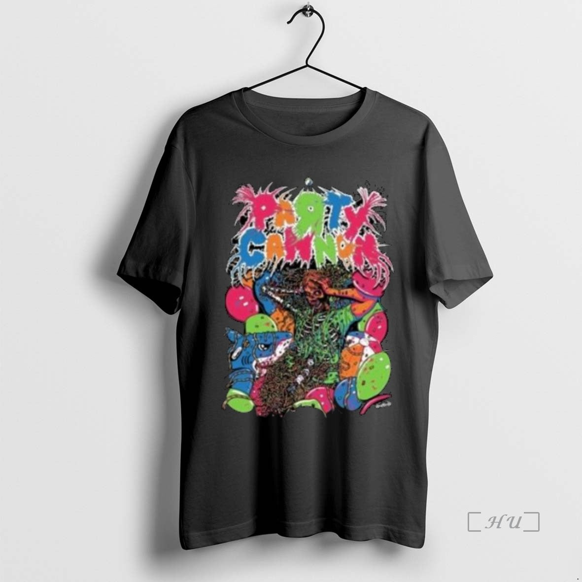 Officials Party Theme Gore Art Neon Cartoon Chaos Extreme Metal Circle Black Premium T Shirts Hoodie, Sweatshirt