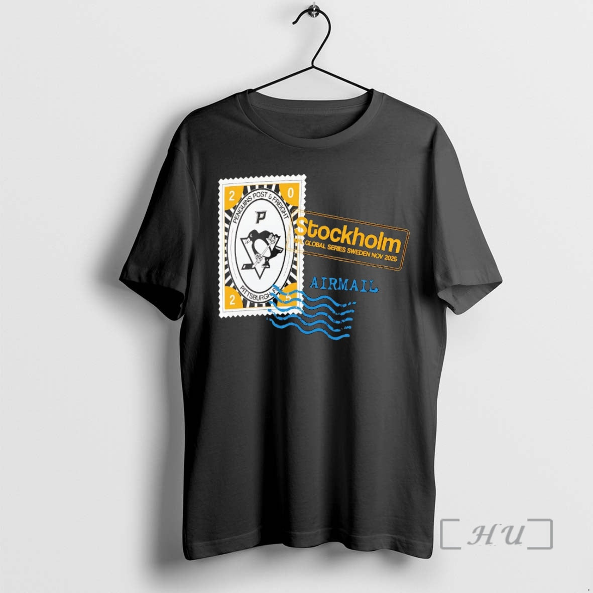 Officials Pittsburgh Penguins 2025 Hometown To Stockholm Airmail Stamp T-Shirts, Hoodie, Sweatshirt | InkNestWear.com