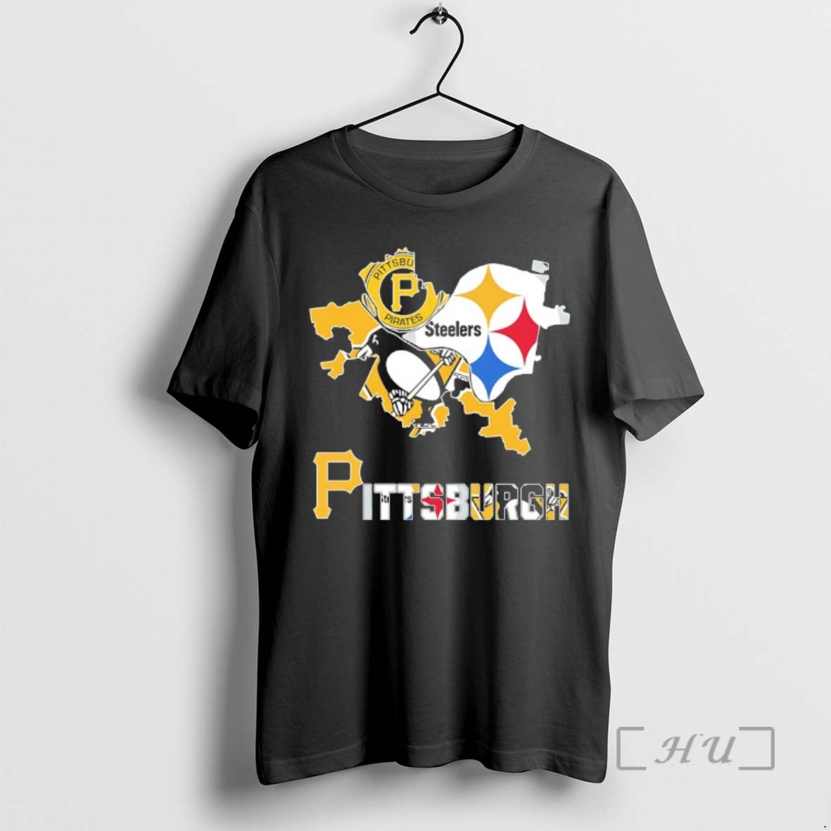 Officials Pittsburgh City Sports Logos Map Graphic