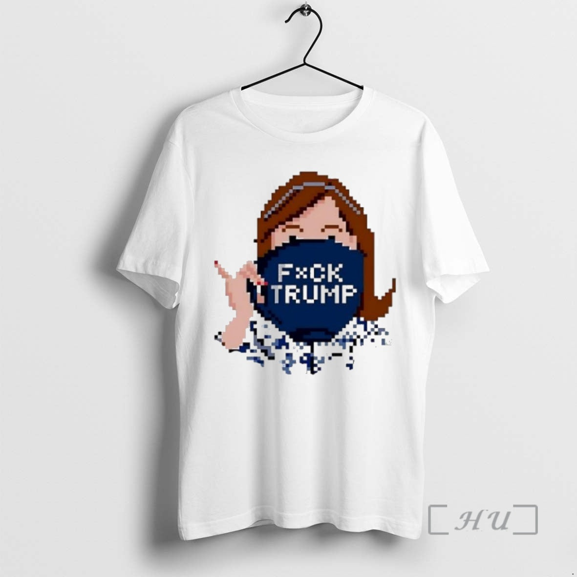 Officials Pixel Woman Covering Mouth Fuck Trump Hat T-Shirts, Hoodie, Sweatshirt | InkNestWear.com