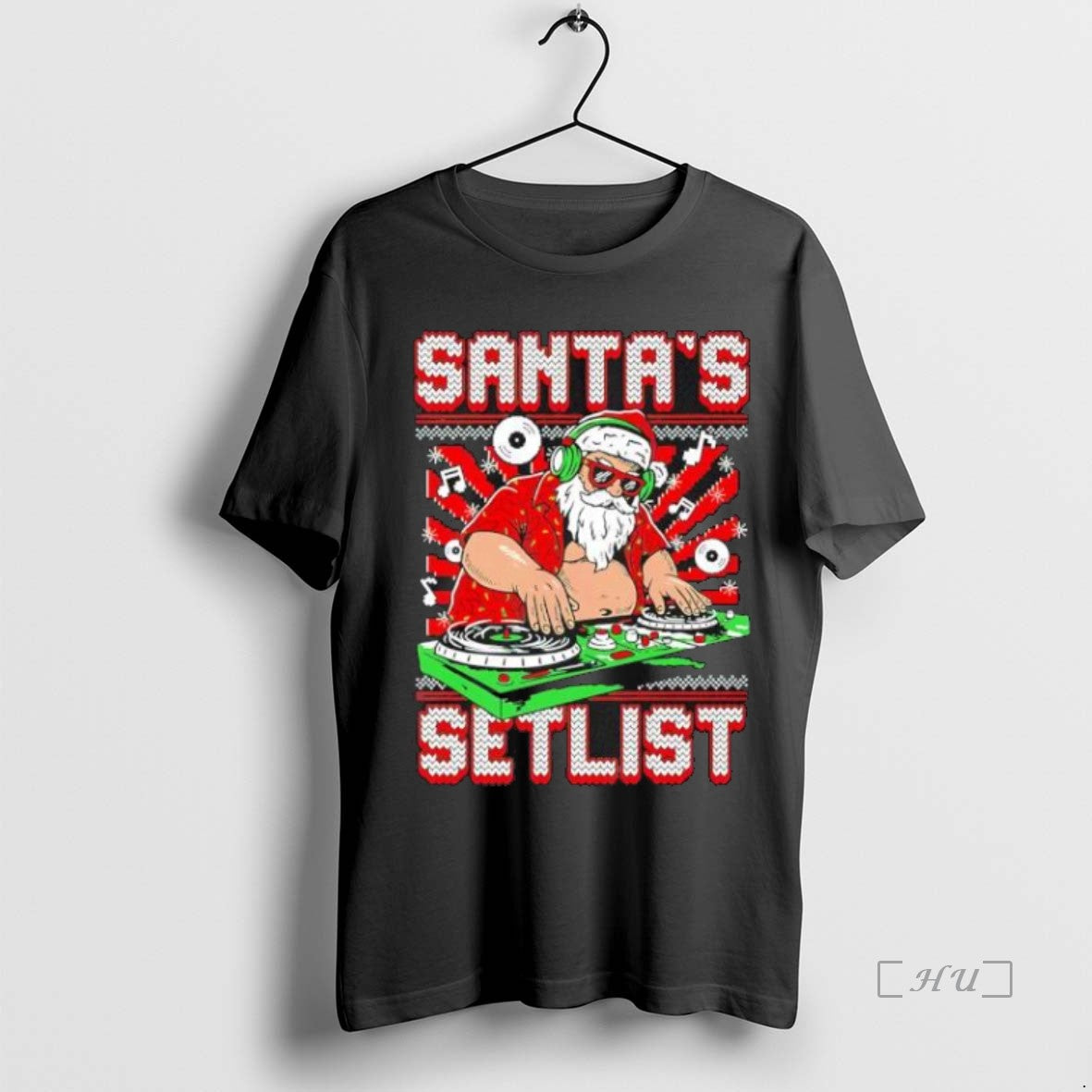 Officials Premium Santas Play Dj Setlist Ugly Black T-Shirts, Hoodie, Sweatshirt | InkNestWear.com