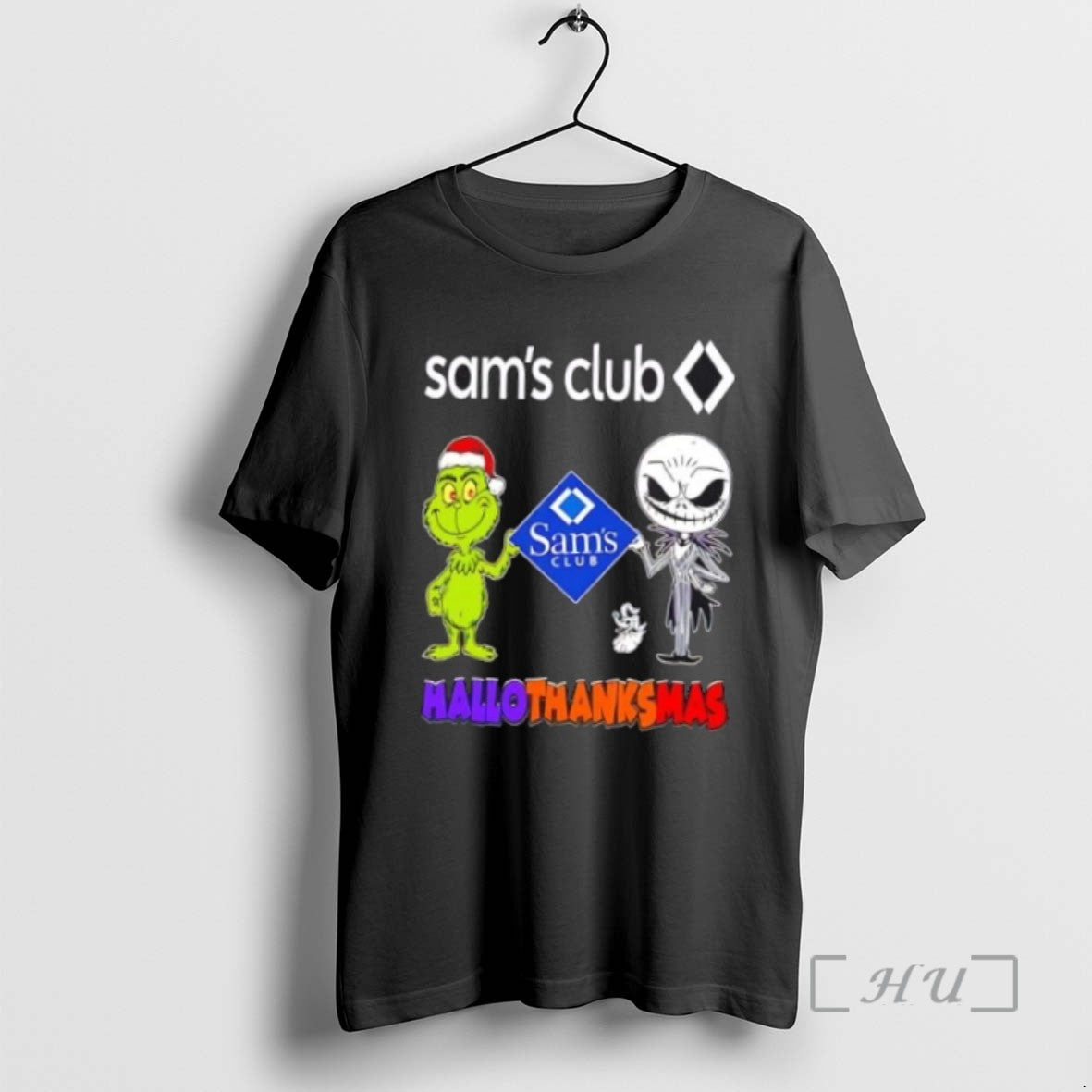 Officials Sams Club X Grinch And Jack Skellington Friends Fist Bump Happy Hallothanksmas Shirts Sweater