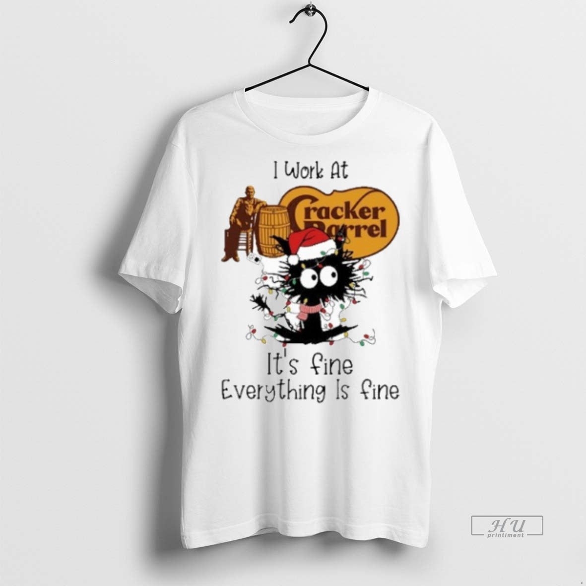 Officials Santa Black Cat Light X Cracker Barrel Logo Its Fine Everything Is Fine Premium T-Shirts, Hoodie, Sweatshirt