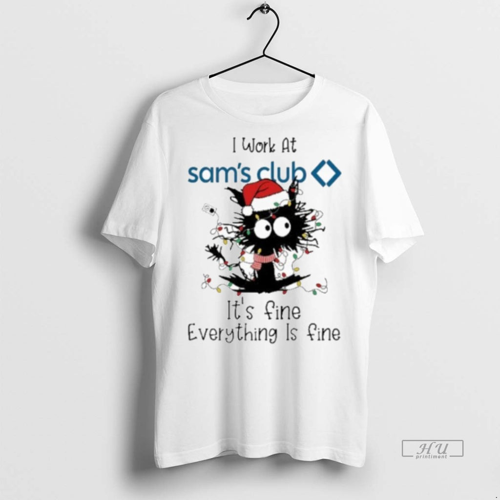 Officials Santa Black Cat Light X Sams Club Logo Its Fine Everything Is Fine Premium T-Shirts, Hoodie, Sweatshirt