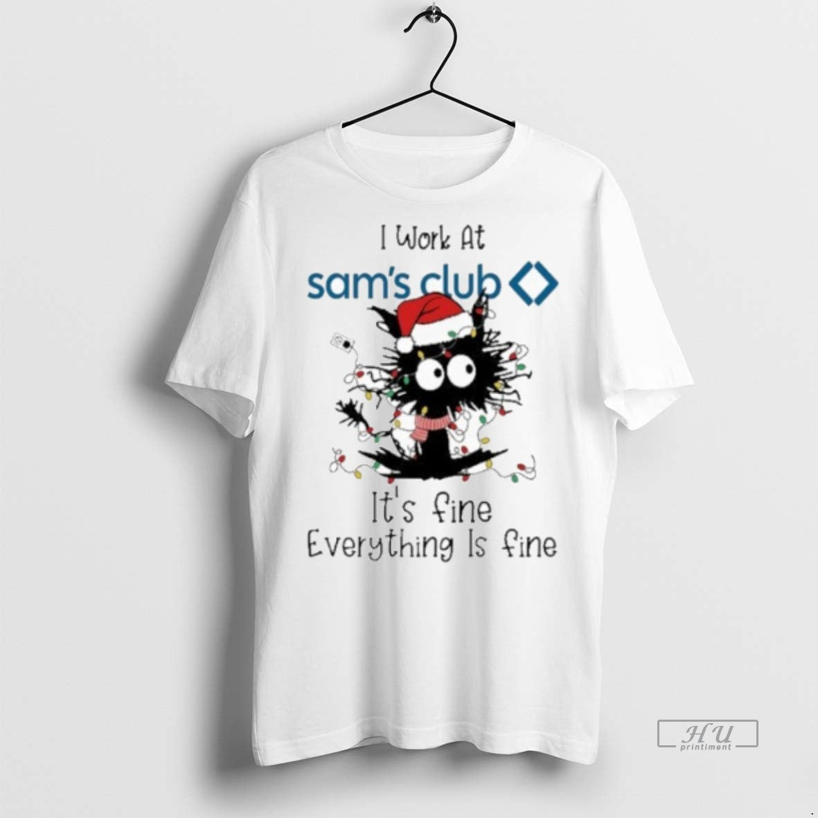 Officials Santa Black Cat Light X Sams Club Logo Its Fine Everything Is Fine Premium T-Shirts, Hoodie, Sweatshirt