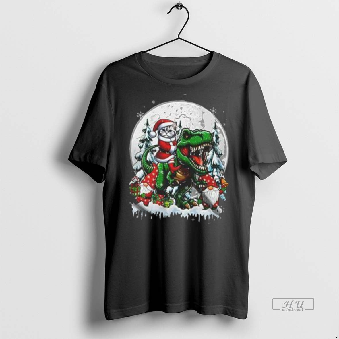 Officials Santa Cat Riding T Rex Joyful Christmas Moon Xmas Pajama Family Premium T-Shirts, Hoodie, Sweatshirt