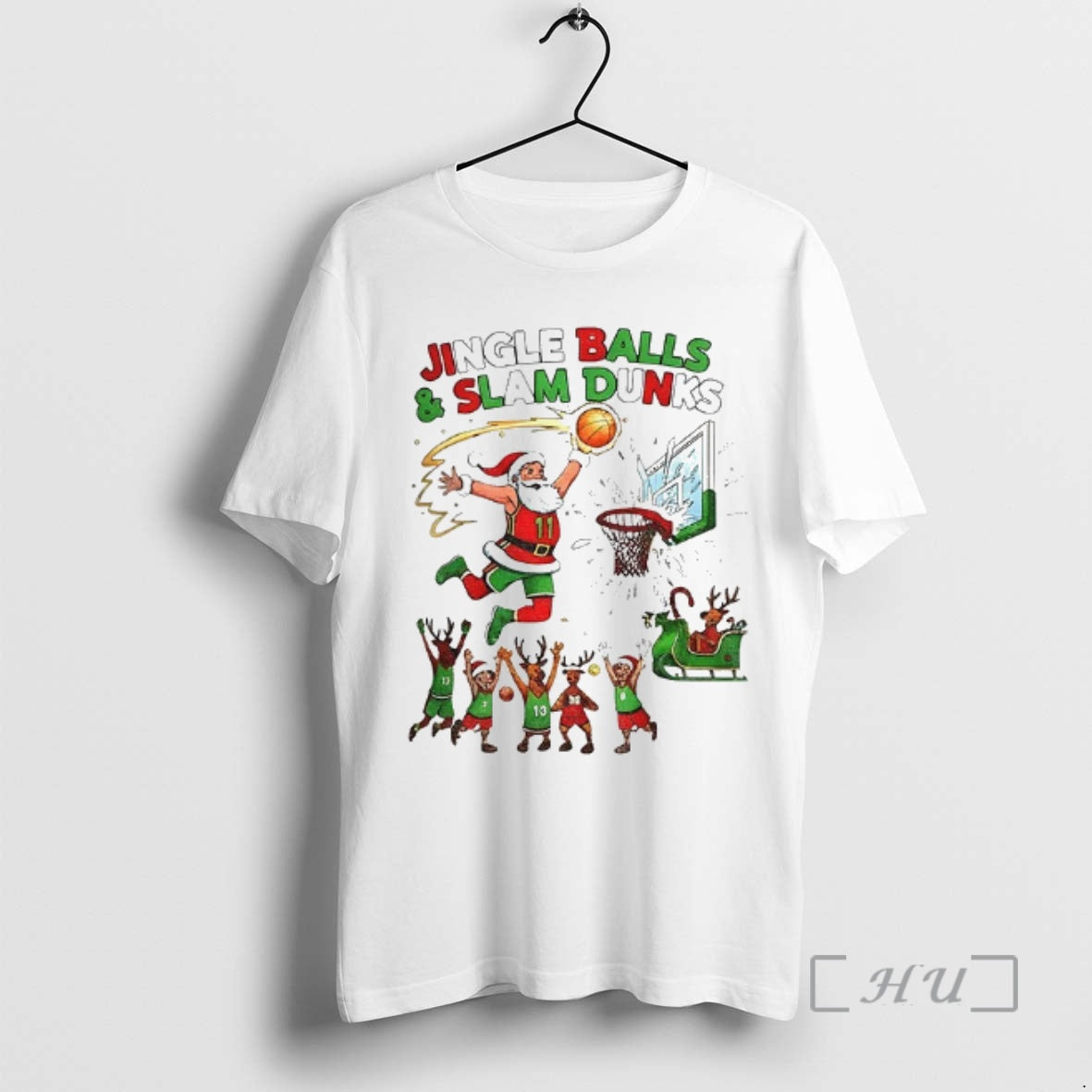 Officials Santa Claus Jingle Balls And Slam Dunks Merry Christmas T-Shirts, Hoodie, Sweatshirt | InkNestWear.com