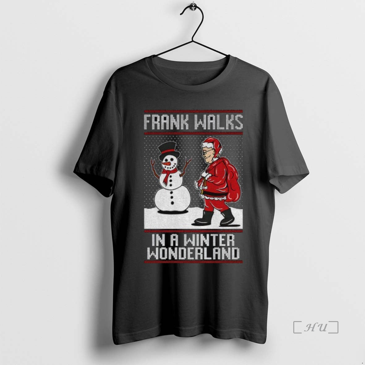 Officials Santa Claus Snowman Frank Walks In A Winter Wonderland Merry Christmas Premium T Shirts Hoodie, Sweatshirt