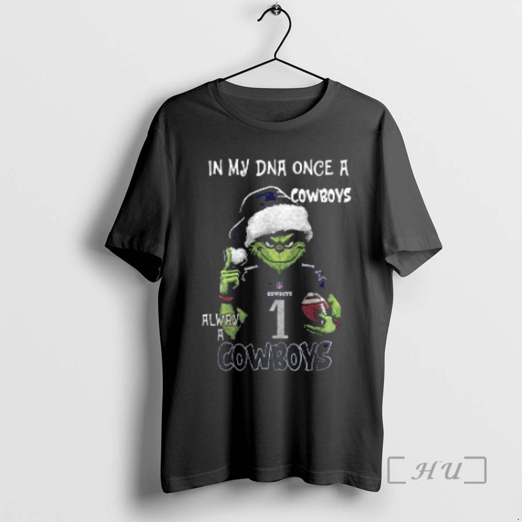 Officials Santa Grinch In My Dna Once A Cowboys Alway A Dallas Cowboys Christmas Two T-Shirts, Hoodie, Sweatshirt
