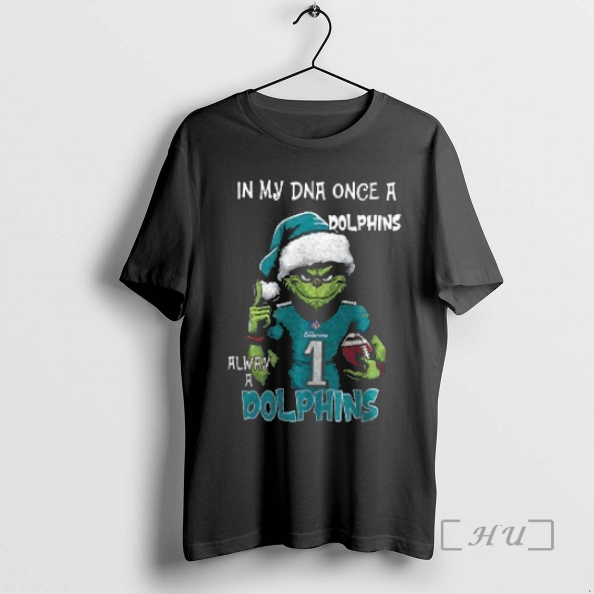 Officials Santa Grinch In My Dna Once A Dolphins Alway A Miami Dolphins Christmas Two T-Shirts, Hoodie, Sweatshirt