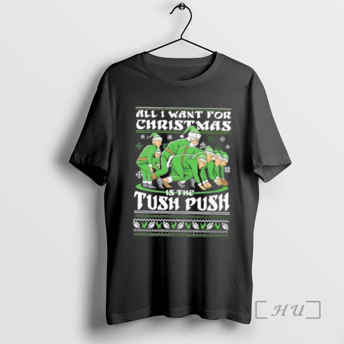 Officials Santa All I Want For Christmas Is The Tush Push Christmas Ugly Premium T-Shirts, Hoodie, Sweatshirt