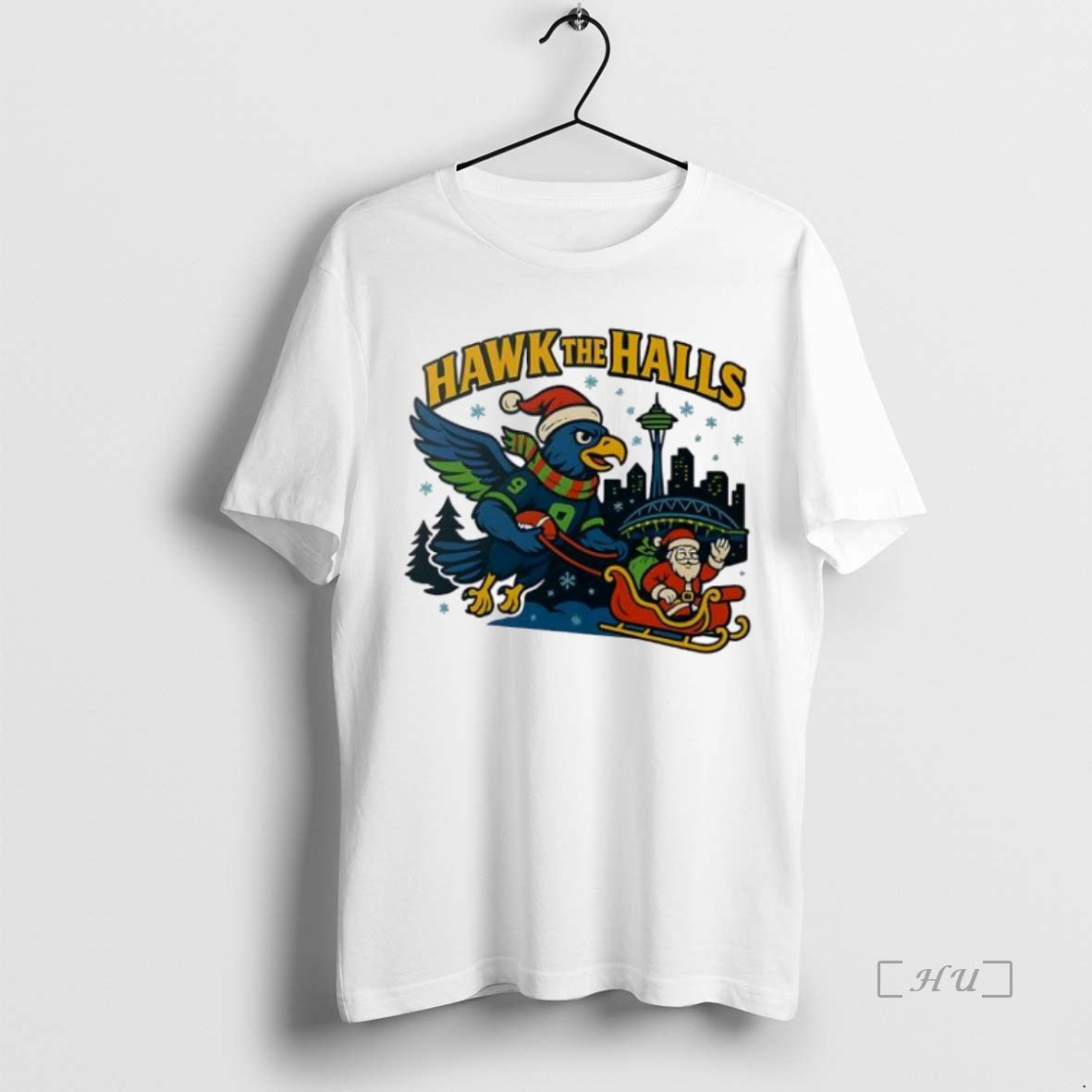 Officials Seattle Christmas Hawk The Halls Personalized Ornaments White T-Shirts, Hoodie, Sweatshirt | InkNestWear.com