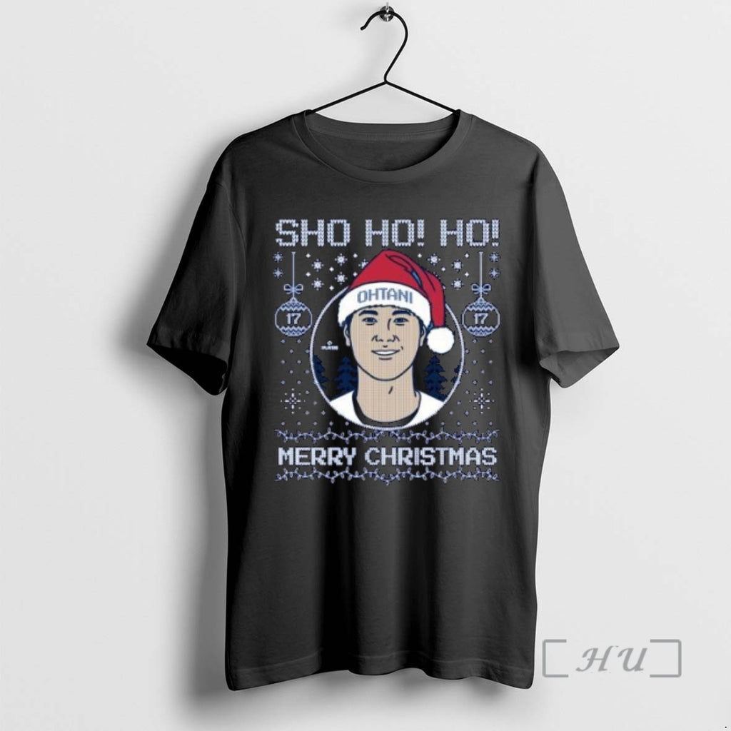 Officials Sho Ho Ho Merry Christmas Shohei Ohtani Circle Black T-Shirts, Hoodie, Sweatshirt | InkNestWear.com