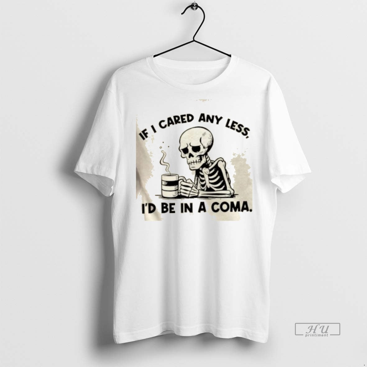 Officials Skeleton If I Cared Any Less Id Be In A Coma Premium T-Shirts, Hoodie, Sweatshirt | InkNestWear.com